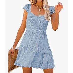Melliflo Ruffle Strap Babydoll Smocked Mini Sundress-Light Blue-Small-GUC
